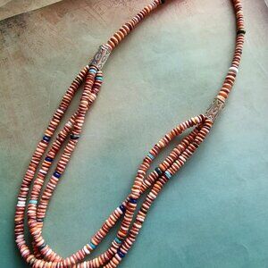 Multi-strand Santo Domingo Spiny Oyster necklace .